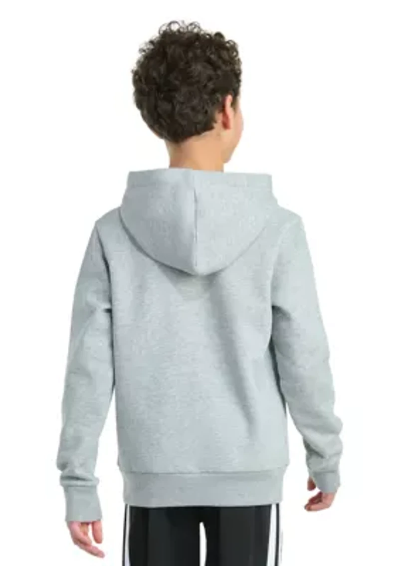 Boys 8-20 Long Sleeve Hooded Graphic Heather Fleece Pullover - Extended