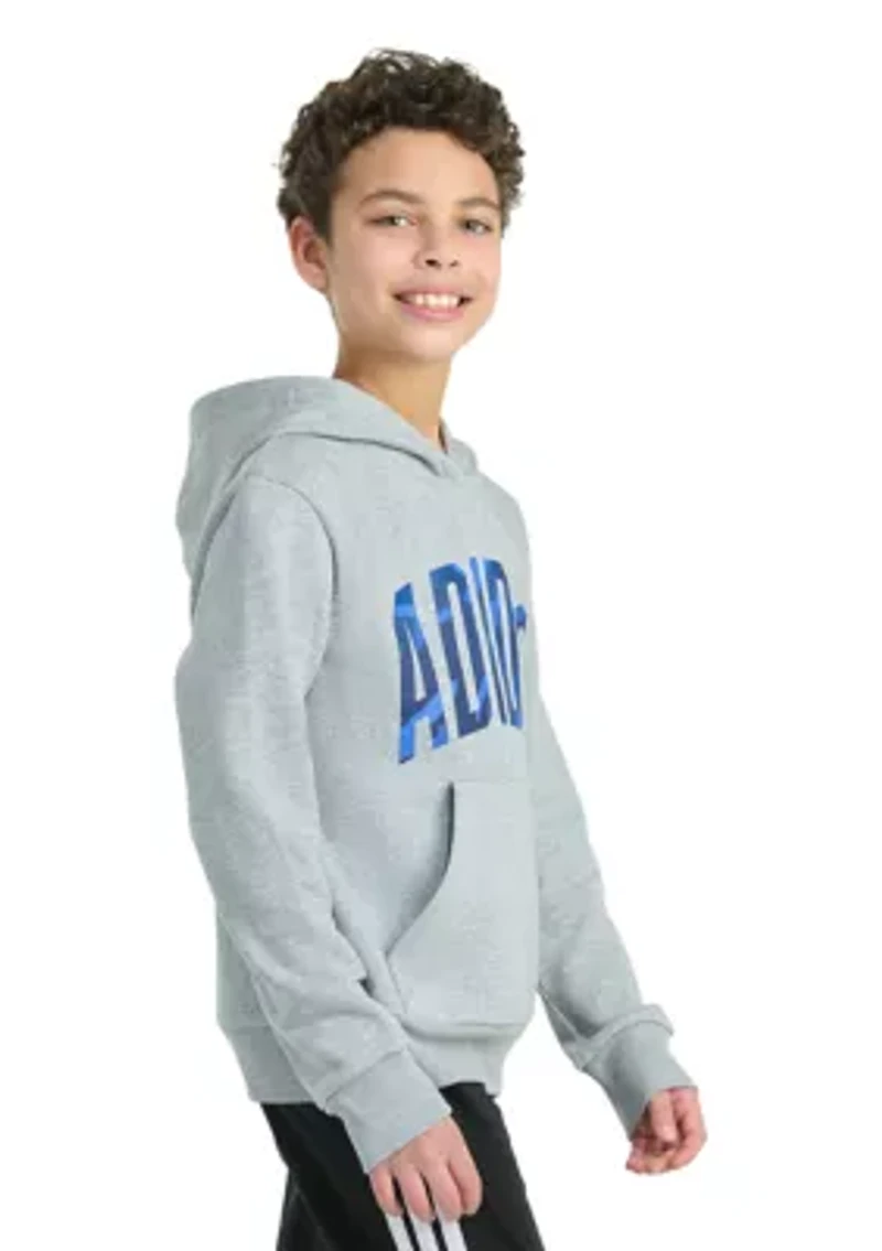Boys 8-20 Long Sleeve Hooded Graphic Heather Fleece Pullover - Extended