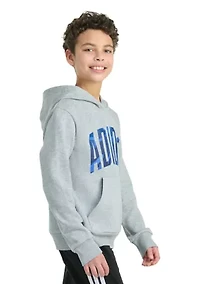 Boys 8-20 Long Sleeve Hooded Graphic Heather Fleece Pullover - Extended