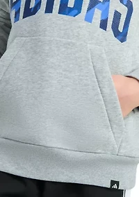 Boys 8-20 Long Sleeve Hooded Graphic Heather Fleece Pullover - Extended