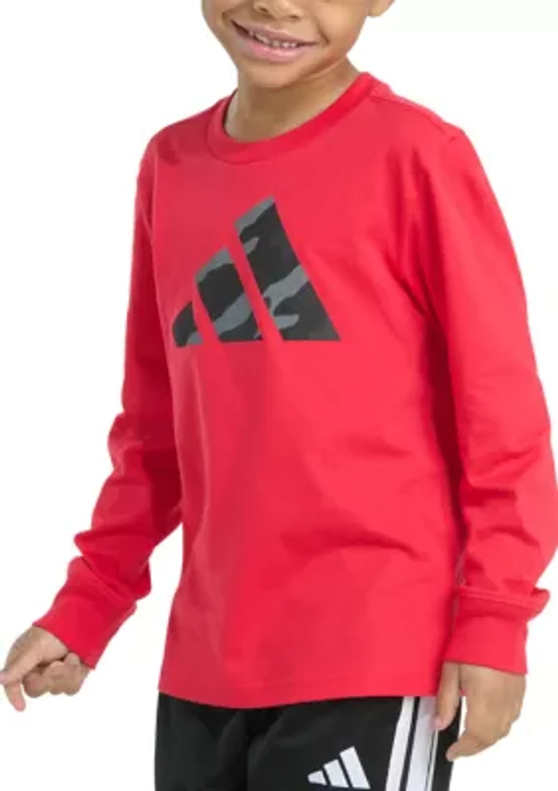 Boys 4-7 Long Sleeve Halftone Camo Logo T-Shirt