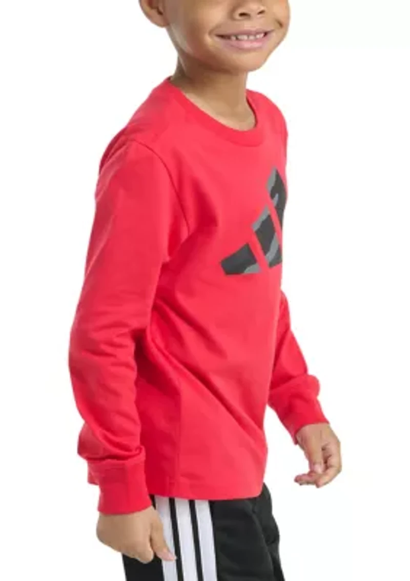 Boys 4-7 Long Sleeve Halftone Camo Logo T-Shirt