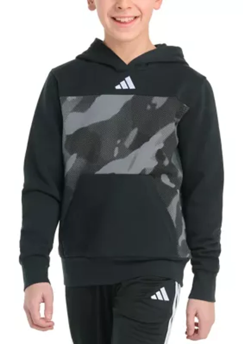 Boys 8-20 Long Sleeve Color Block Halftone Camo Printed Pullover Hoodie