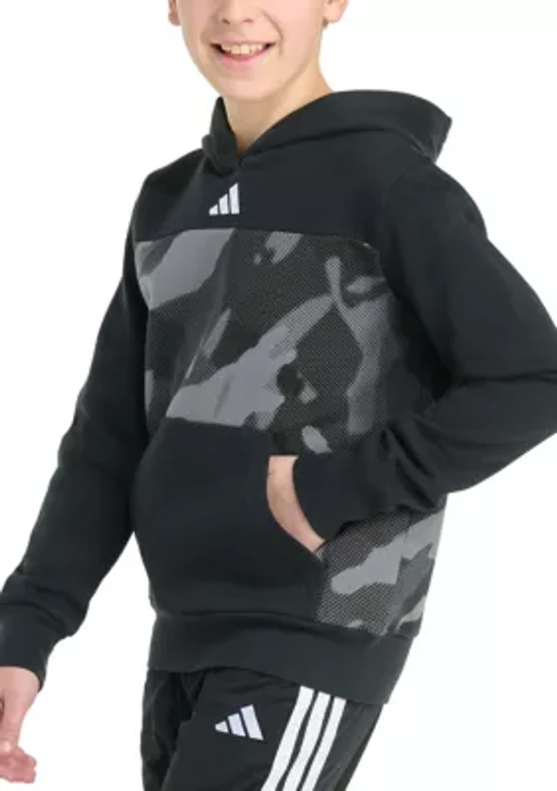 Boys 8-20 Long Sleeve Color Block Halftone Camo Printed Pullover Hoodie