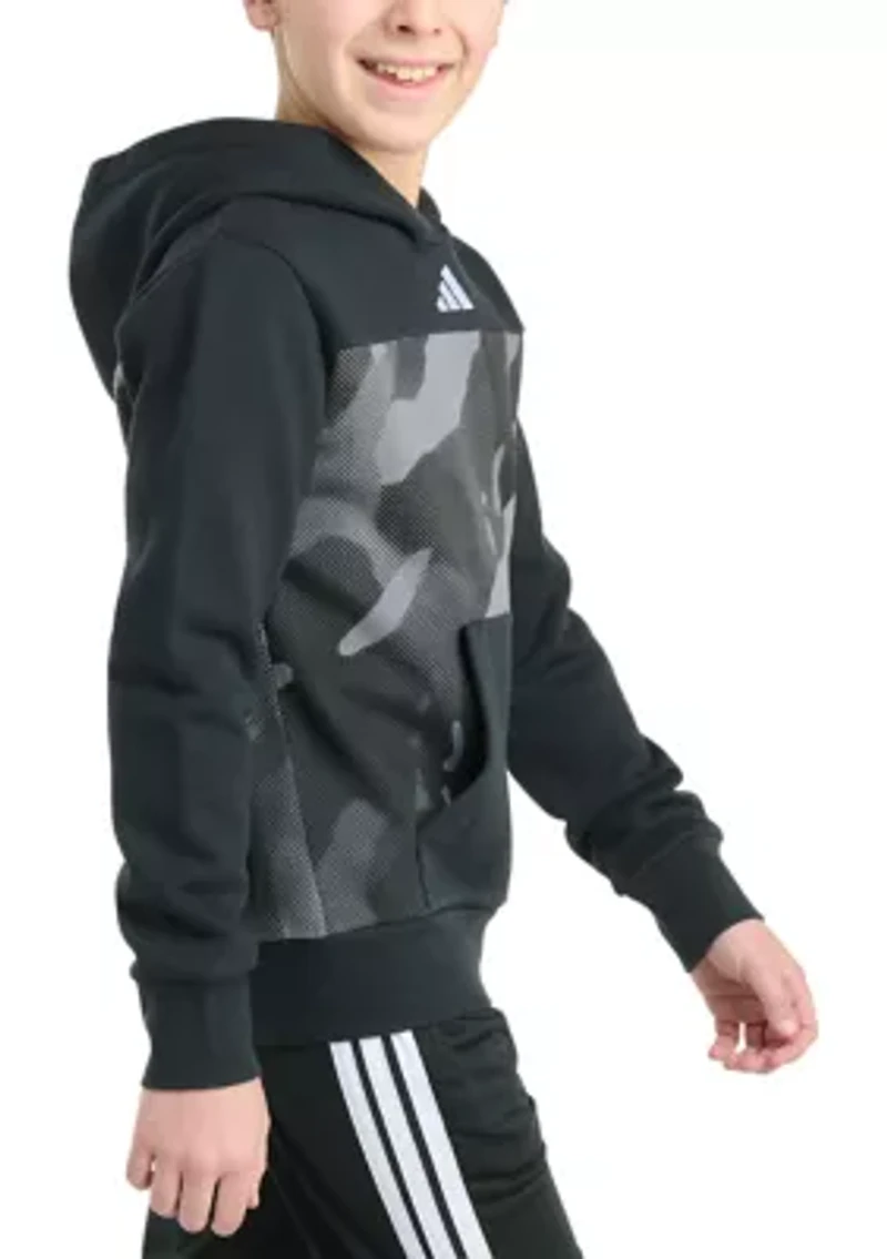Boys 8-20 Long Sleeve Color Block Halftone Camo Printed Pullover Hoodie