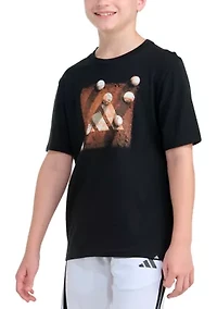 Boys 8-20 Short Sleeve 3-Bar Baseball Plate Shirt