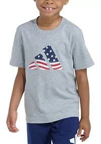 4-7 Boys Short Sleeve USA Flag Logo T-Shirt