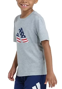4-7 Boys Short Sleeve USA Flag Logo T-Shirt