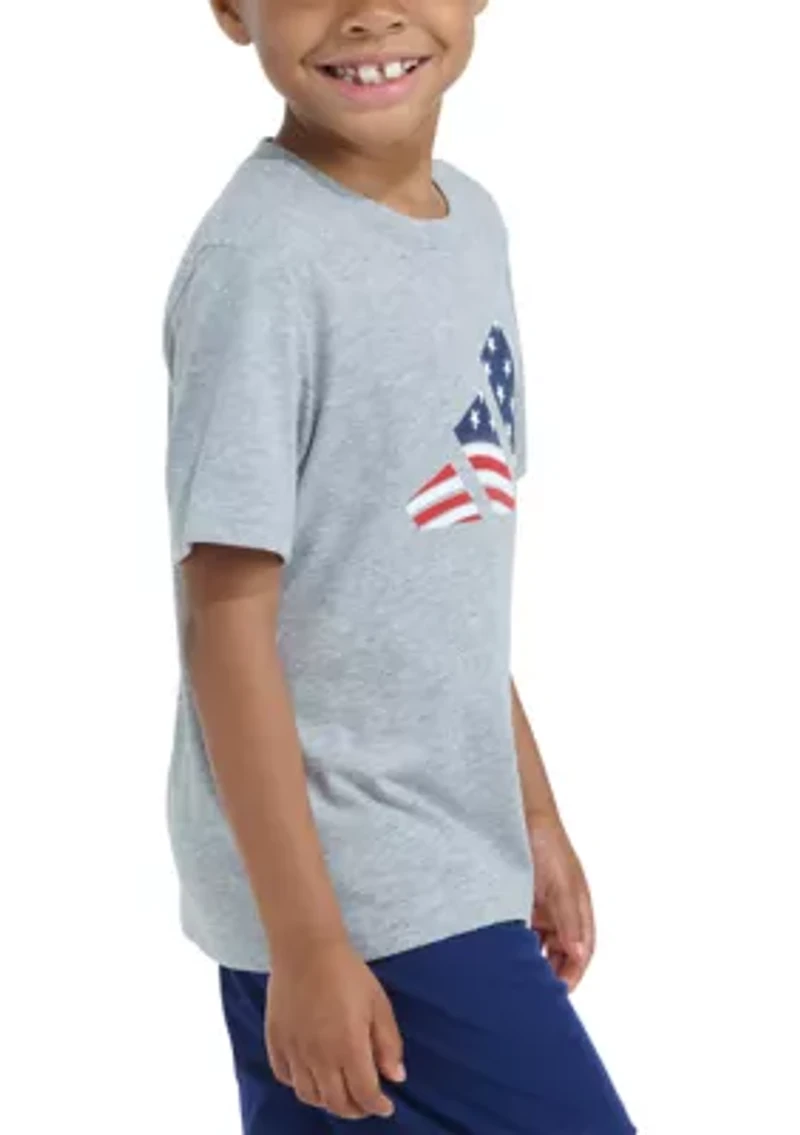 4-7 Boys Short Sleeve USA Flag Logo T-Shirt