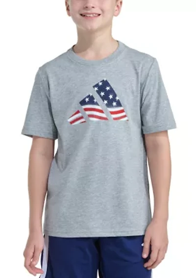 Boys 8-20 Short Sleeve USA Flag Logo Tee