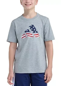 Boys 8-20 Short Sleeve USA Flag Logo Tee