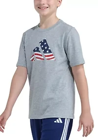 Boys 8-20 Short Sleeve USA Flag Logo Tee