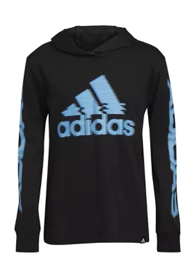 Boys 8-20 Long Sleeve Glitchy Hooded T-Shirt