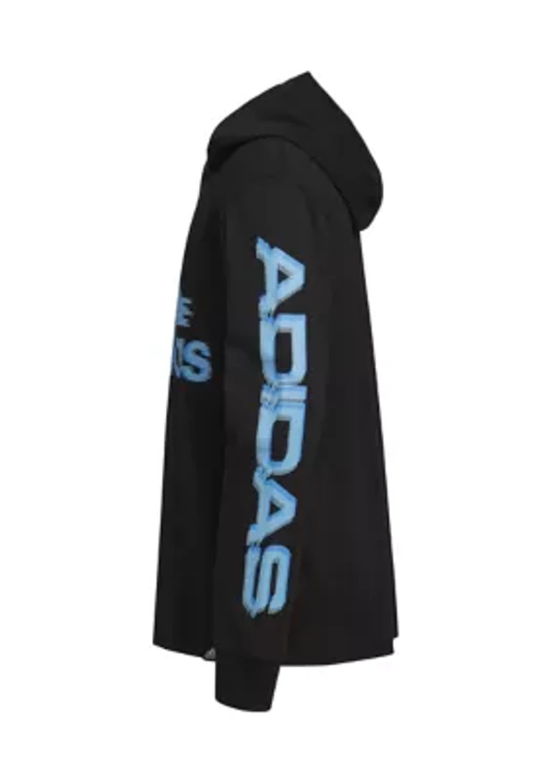 Boys 8-20 Long Sleeve Glitchy Hooded T-Shirt