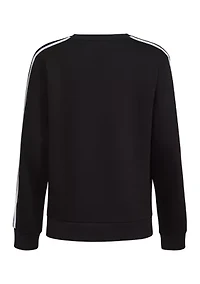Boys 8-20 Long Sleeve Essential 3 Stripe Crew Neck Fleece Pullover Sweatshirt