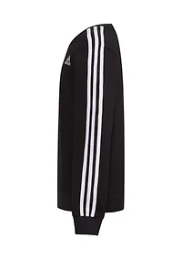 Boys 8-20 Long Sleeve Essential 3 Stripe Crew Neck Fleece Pullover Sweatshirt