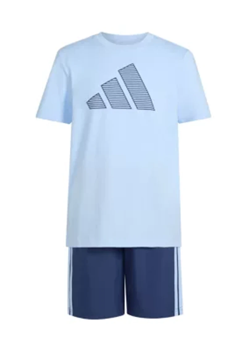 Boys 8-20 Two-Piece Short Sleeve T-Shirt and Woven Set