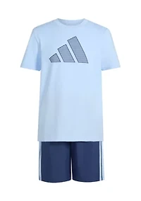 Boys 8-20 Two-Piece Short Sleeve T-Shirt and Woven Set