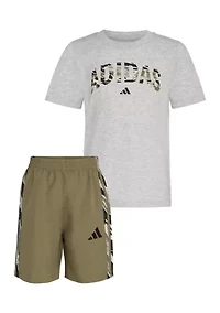 Boys 4-7 Short Sleeve Heather T-Shirt and Camo Shorts Set
