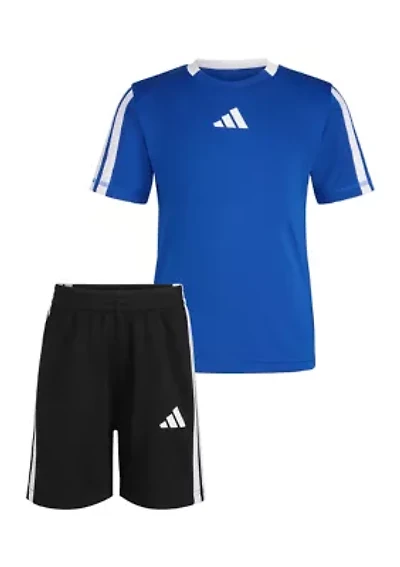 Boys 4-7 3 Stripe Soccer T-Shirt and Shorts Set
