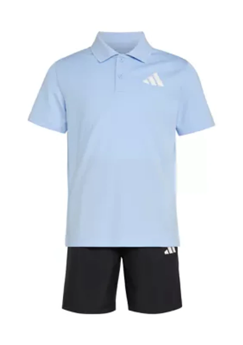 Boys 4-7 Two Piece Short Sleeve Polo Shirt & Elastic Waistband Shorts Set