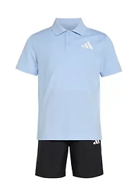 Boys 4-7 Two Piece Short Sleeve Polo Shirt & Elastic Waistband Shorts Set