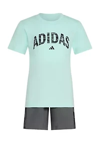 Boys 4-7 2 Piece Short Sleeve T-Shirt and Camo 3-Stripe Woven Set