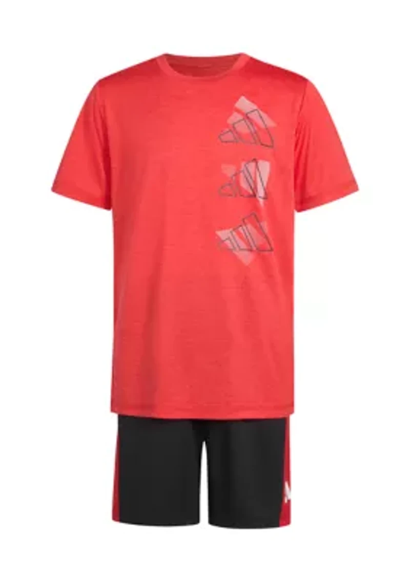 Boys 8-20 Two Piece Polyester Mélange T-Shirt & Shorts Set