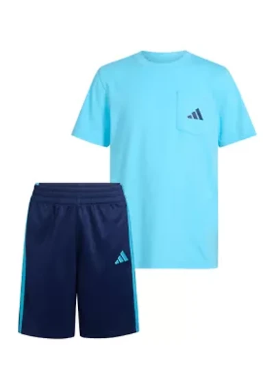 Boys 8-20 2 Piece Short Sleeve T-Shirt and Double Knit Set