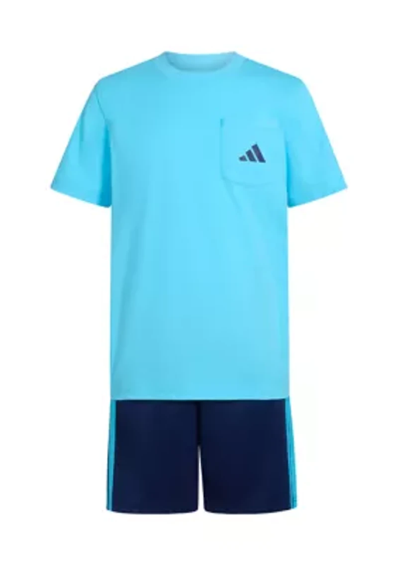 Boys 8-20 2 Piece Short Sleeve T-Shirt and Double Knit Set