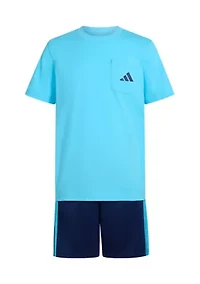Boys 8-20 2 Piece Short Sleeve T-Shirt and Double Knit Set