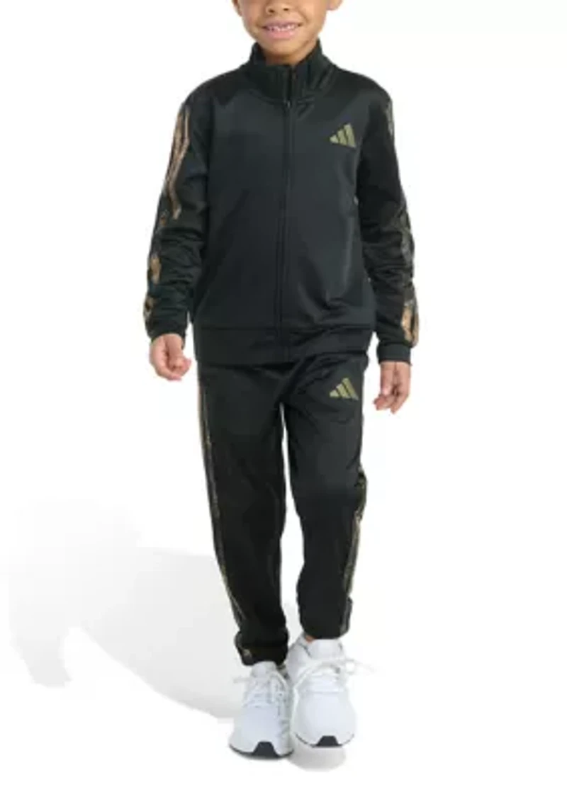 Boys 4-7 2 Piece Camo 3 Stripe Jacket and Jogger Set