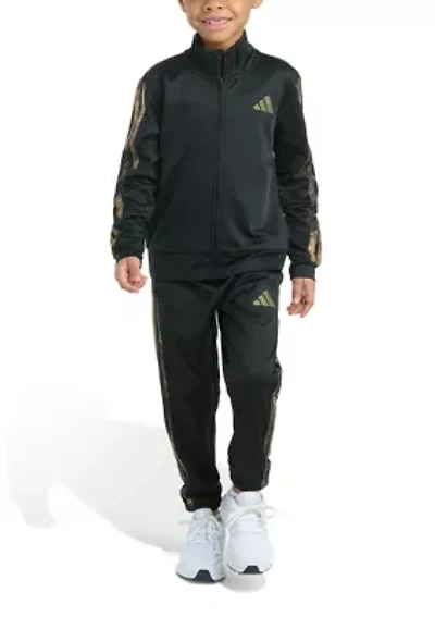 Boys 4-7 2 Piece Camo 3 Stripe Jacket and Jogger Set