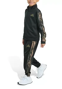 Boys 4-7 2 Piece Camo 3 Stripe Jacket and Jogger Set