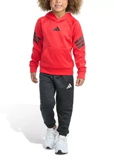Boys 4-7 2 Piece Fleece 3 Stripe Pullover Hoodie and Jogger Set