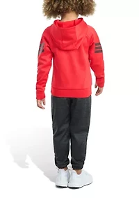 Boys 4-7 2 Piece Fleece 3 Stripe Pullover Hoodie and Jogger Set