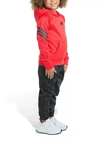 Boys 4-7 2 Piece Fleece 3 Stripe Pullover Hoodie and Jogger Set