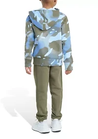 Boys 4-7 2 Piece Long Sleeve Halftone Camo Fleece Pullover Hoodie and Jogger Pants Set