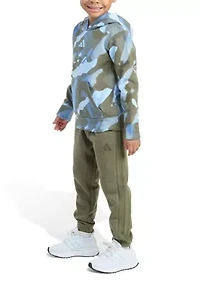 Boys 4-7 2 Piece Long Sleeve Halftone Camo Fleece Pullover Hoodie and Jogger Pants Set
