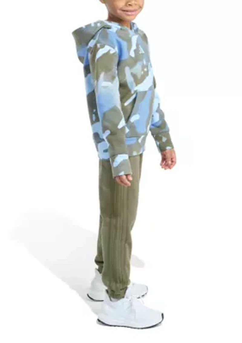 Boys 4-7 2 Piece Long Sleeve Halftone Camo Fleece Pullover Hoodie and Jogger Pants Set