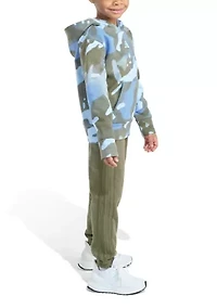 Boys 4-7 2 Piece Long Sleeve Halftone Camo Fleece Pullover Hoodie and Jogger Pants Set