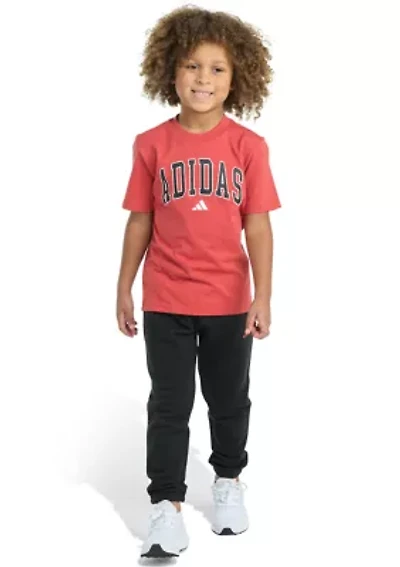 Boys 4-7 Two Piece Short Sleeve T-Shirt & Double Knit Jogger Set