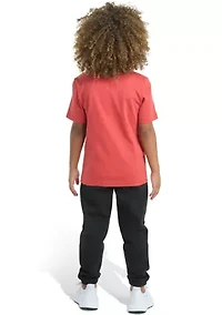Boys 4-7 Two Piece Short Sleeve T-Shirt & Double Knit Jogger Set