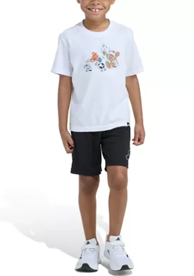Boys 4-7 Two-Piece Essential Cotton Graphic Tee & Short Set