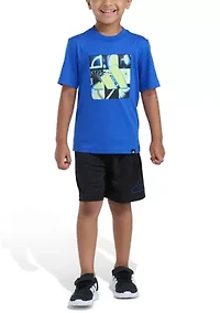 Boys 4-7 Two-Piece Essential Cotton Graphic Tee & Short Set