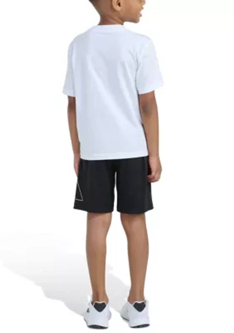 Boys 4-7 Two-Piece Essential Cotton Graphic Tee & Short Set