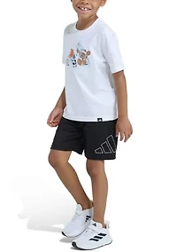 Boys 4-7 Two-Piece Essential Cotton Graphic Tee & Short Set