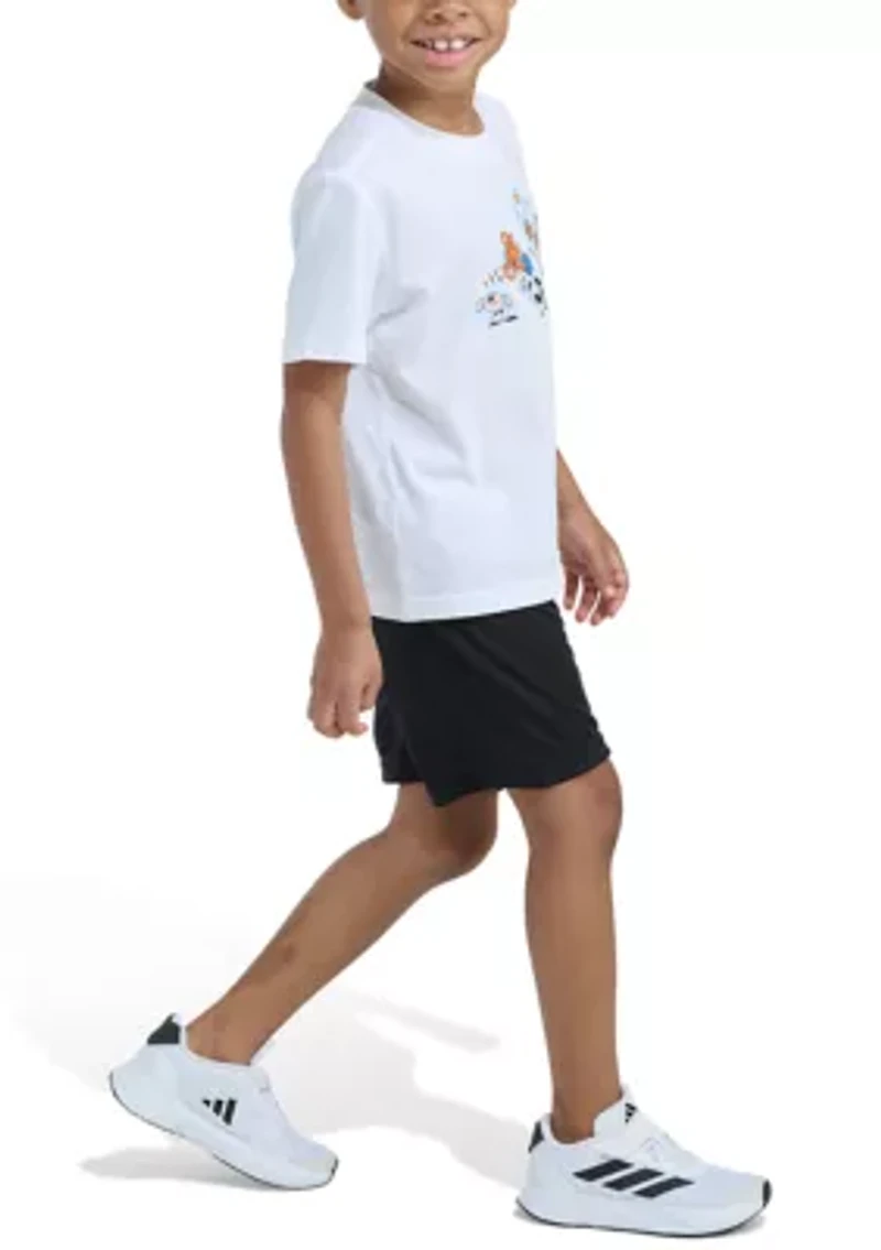 Boys 4-7 Two-Piece Essential Cotton Graphic Tee & Short Set