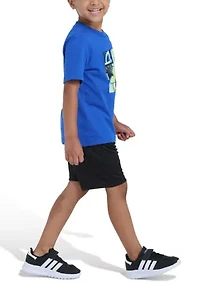 Boys 4-7 Two-Piece Essential Cotton Graphic Tee & Short Set