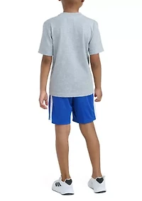 Boys 4-7 Two-Piece Short Sleeve Graphic Cotton Heather T-Shirt & 3-Stripe Set